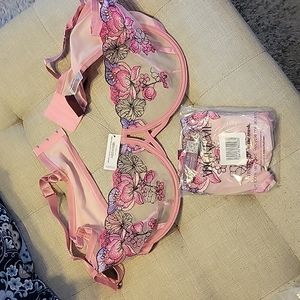 Pink See Through 42DDD Bra and 2XL Panty set Adore me